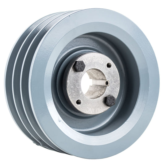  Masterdrive Cast Iron 6" Inch 3 Groove Pulley Triple Belt B Section 5L And 1-3/16" Sheave Bushing 3BK62H(Cast Iron 6 3 Groove 3 Belt B Section 5l Pulley Sheave With 1 3 16 Bushing)