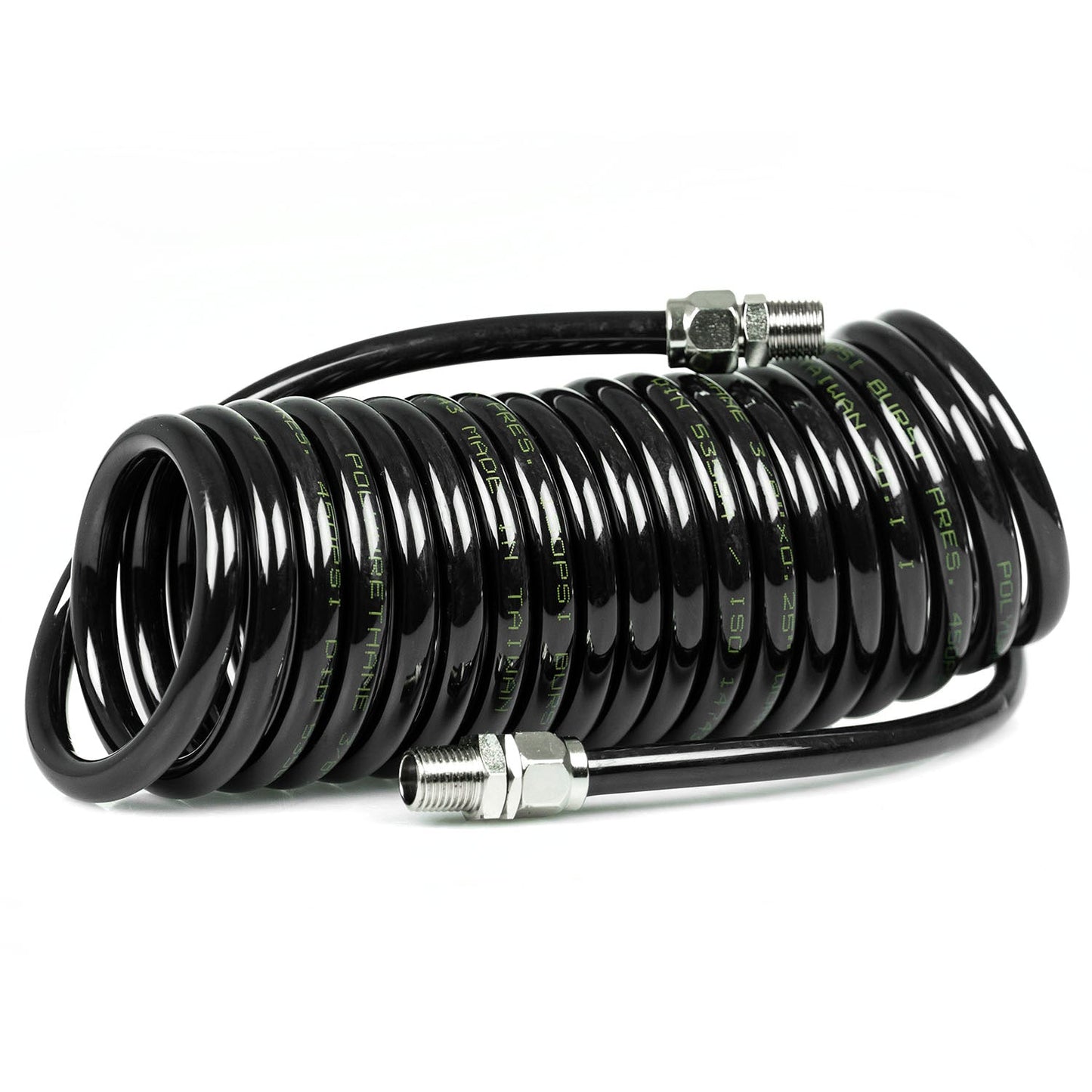  Premium 1/4" X 15' Air Compressor Coil Hose Polyurethane Coiled Swivel End Black(Premium 1 4 X 15 Air Compressor Coil Hose Polyurethane Coiled Swivel End Black)