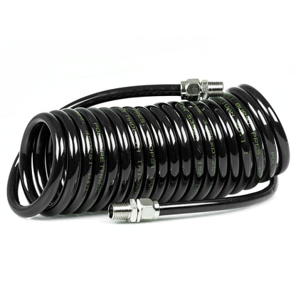  Premium 1/4" X 15' Air Compressor Coil Hose Polyurethane Coiled Swivel End Black(Premium 1 4 X 15 Air Compressor Coil Hose Polyurethane Coiled Swivel End Black)