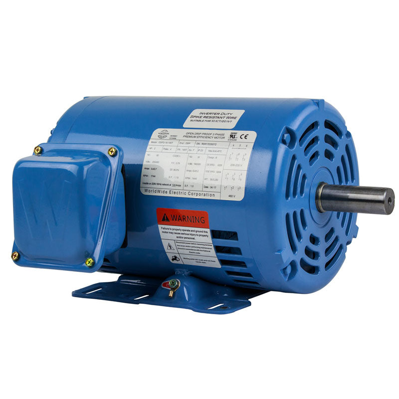  2 HP 3 Phase Electric Motor 1744 RPM 145T Frame 230/460V ODP(2 Hp 3 Phase Electric Motor 1800 Rpm 145t Frame Odp Enclosure 230 460v Open Drip)