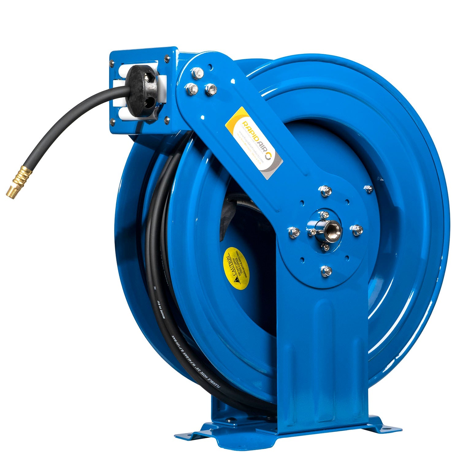  Rapidair 3/8" X 75' Dual Arm Steel Hose Reel 1/2" Inlet 1/4" Outlet R-03075(Rapidair 3 8 X 75 Hose Reel 1 2 Inlet 1 4 Npt Outlet Blue Dual Arm Metal R 03075)