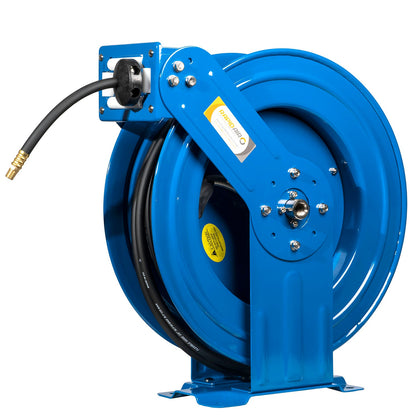  Rapidair 3/8" X 75' Dual Arm Steel Hose Reel 1/2" Inlet 1/4" Outlet R-03075(Rapidair 3 8 X 75 Hose Reel 1 2 Inlet 1 4 Npt Outlet Blue Dual Arm Metal R 03075)