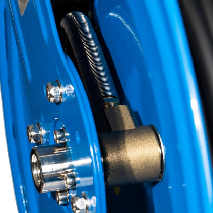  Rapidair 3/8" X 75' Dual Arm Steel Hose Reel 1/2" Inlet 1/4" Outlet R-03075(Rapidair 3 8 X 75 Hose Reel 1 2 Inlet 1 4 Npt Outlet Blue Dual Arm Metal R 03075)