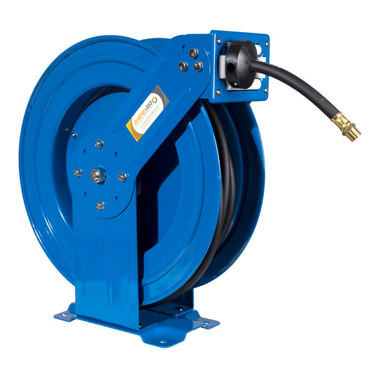  Rapidair 1/2" X 50' Dual Arm Steel Hose Reel 1/2" Inlet And Outlet R-05050(Rapidair 1 2 X 50 Ft Hose Reel 1 2 Inlet X 1 4 Npt Outlet Blue Dual Arm Metal R 05050)