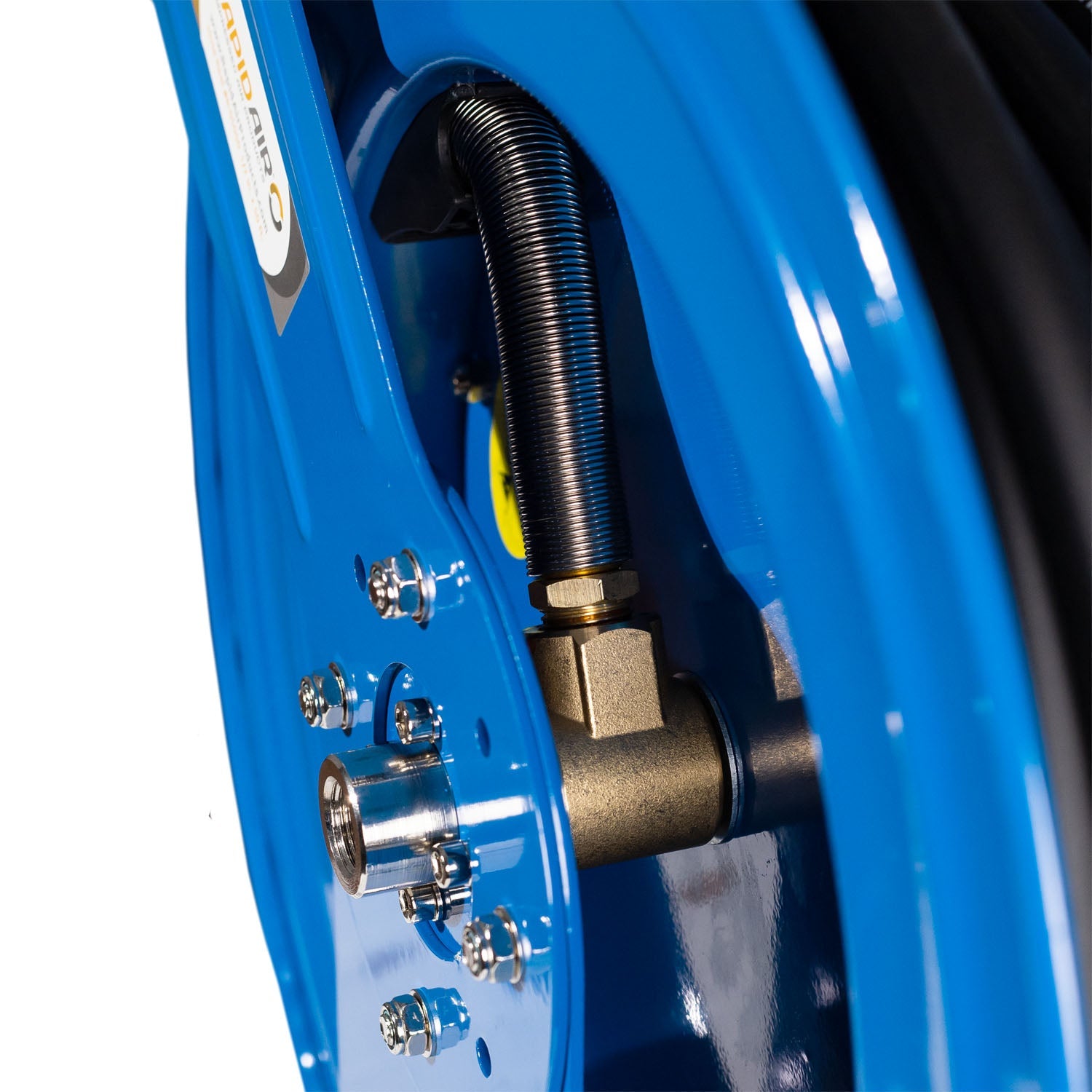  Rapidair 1/2" X 50' Dual Arm Steel Hose Reel 1/2" Inlet And Outlet R-05050(Rapidair 1 2 X 50 Ft Hose Reel 1 2 Inlet X 1 4 Npt Outlet Blue Dual Arm Metal R 05050)