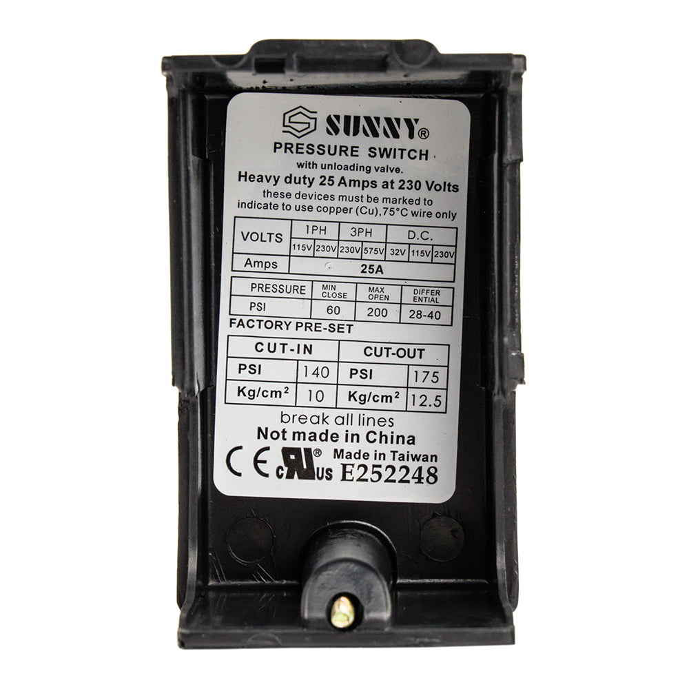 Sunny 4 Port 25 Amp 140-175 PSI Heavy Duty Air Compressor Pressure Switch(4 Port 25 Amp 140 175 Psi Heavy Duty Air Compressor Pressure Switch)