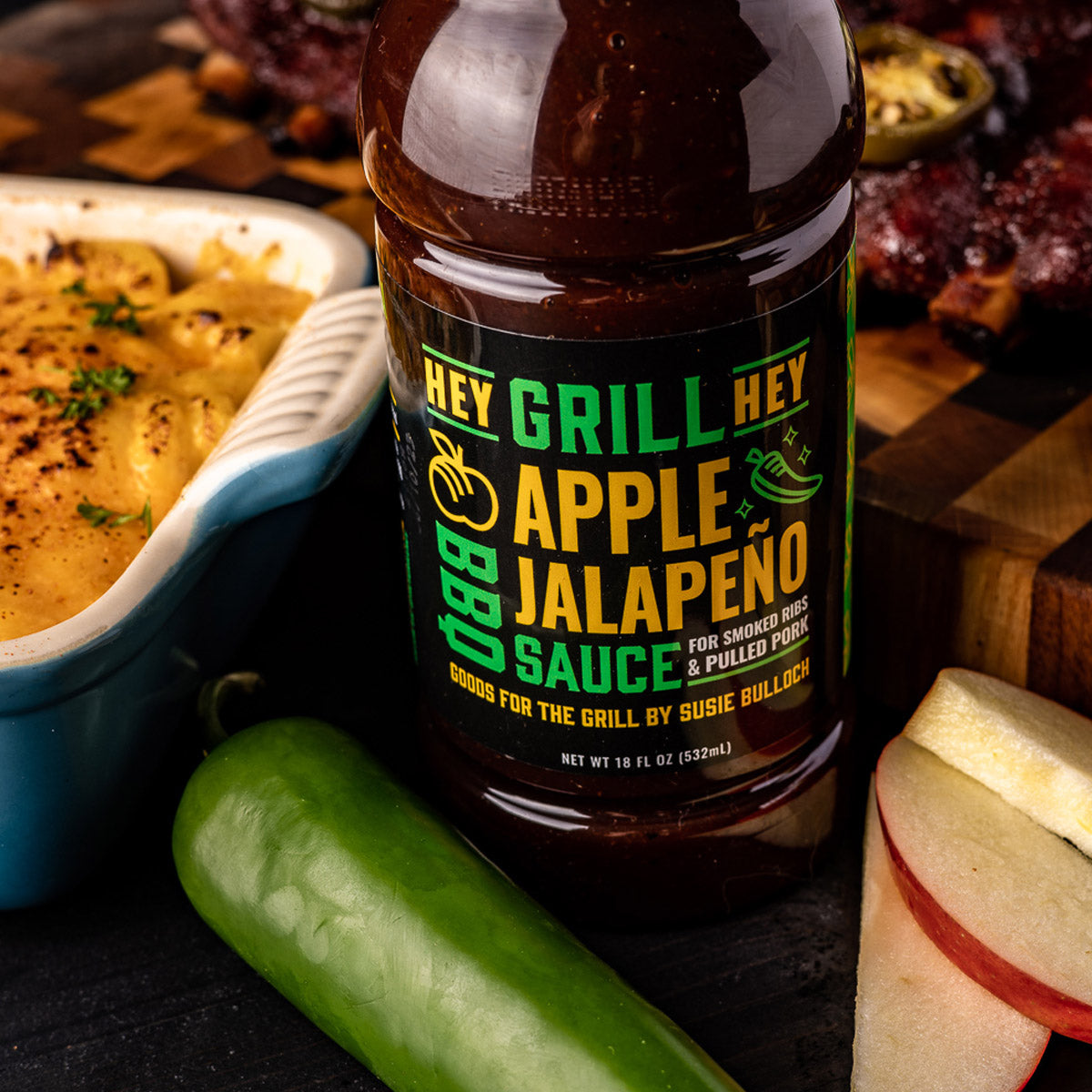  Hey Grill Hey Apple Jalapeno BBQ Sauce Sweet And Spicy 16 Oz Bottle(Hey Grill Hey Apple Jalapeno Bbq Sauce 16 Oz)