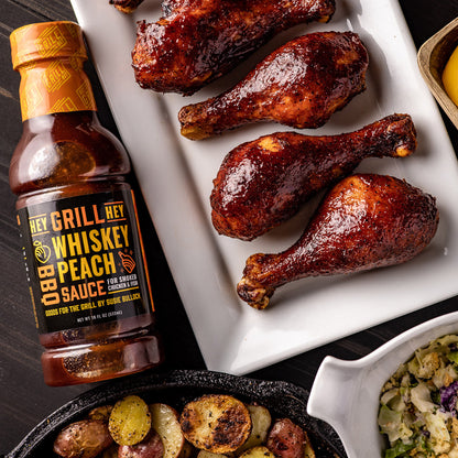  Hey Grill Hey Whiskey Peach BBQ Sauce 16 Oz Chicken Fish Pork Onion Vinegar(Hey Grill Hey Whiskey Peach Bbq Sauce 16 Oz)