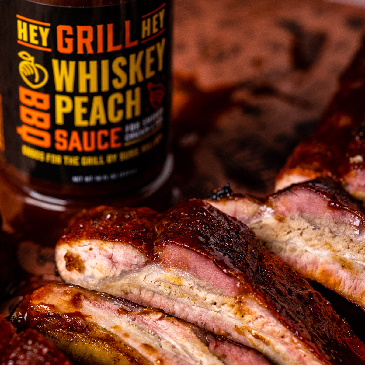  Hey Grill Hey Whiskey Peach BBQ Sauce 16 Oz Chicken Fish Pork Onion Vinegar(Hey Grill Hey Whiskey Peach Bbq Sauce 16 Oz)