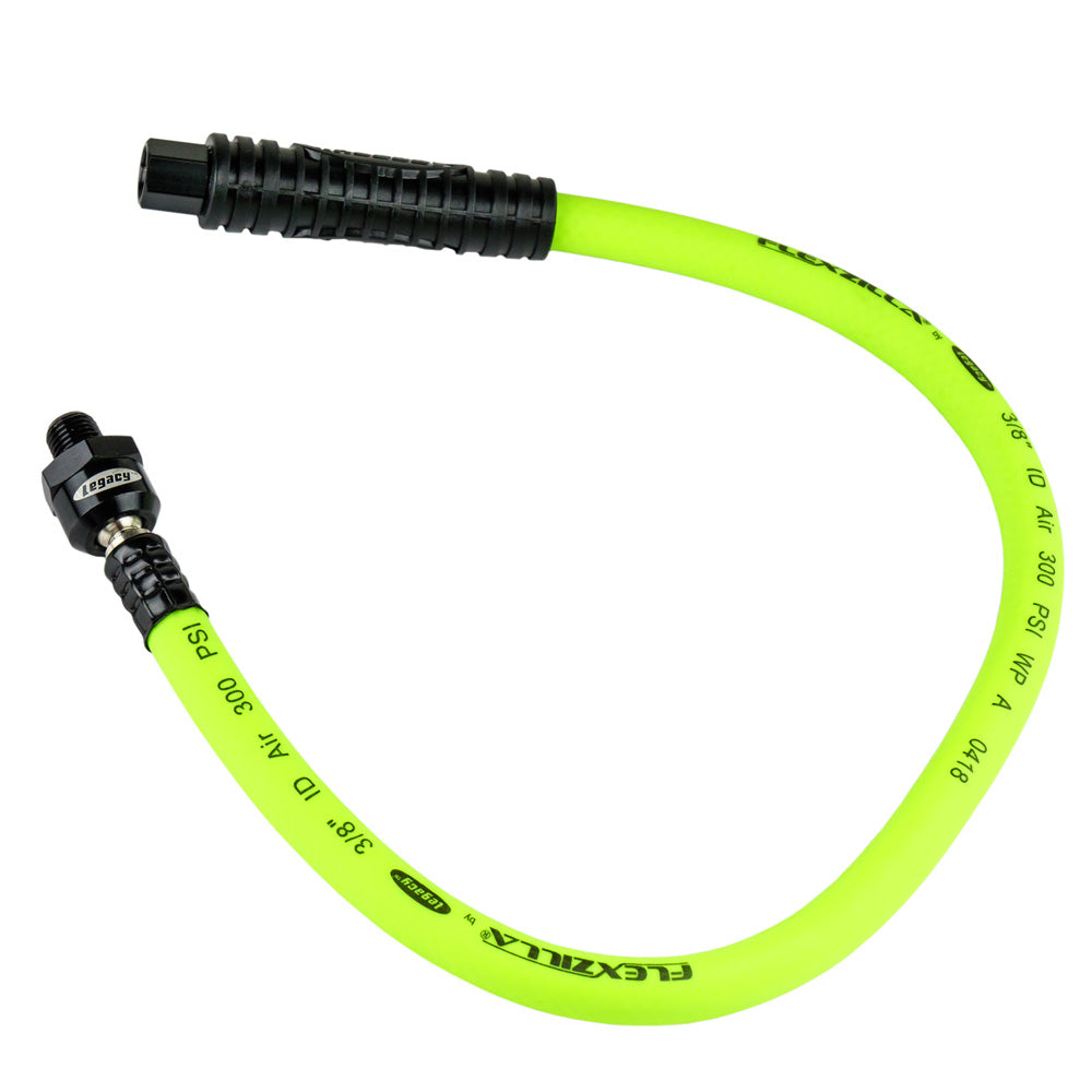 Legacy Flexzilla 3/8" X 2' FT Air Hose Whip With Ball Swivel 1/4" NPT HFZ37802YW2B(Flexzilla 3 8 X 2 Ft Air Hose Whip With Ball Swivel Hfz37802yw2b Hybrid)