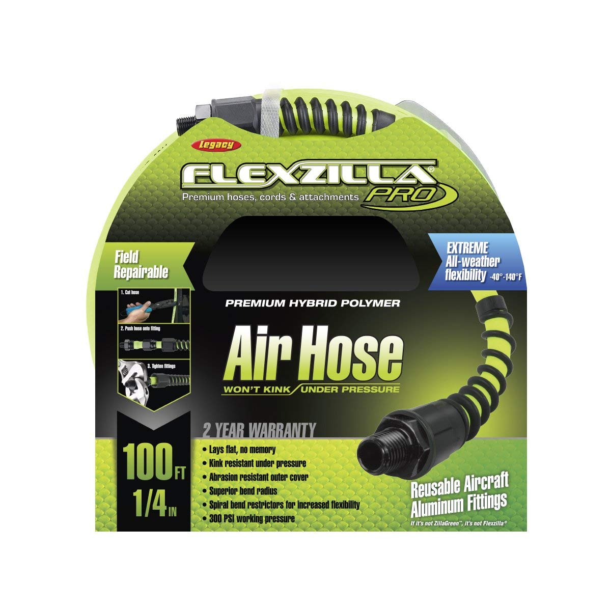 Legacy Flexzilla Pro Field Repairable 1/4" X 100' Air Hose(Flexzilla Pro Field Repairable 1 4 X 100 Air Hose)