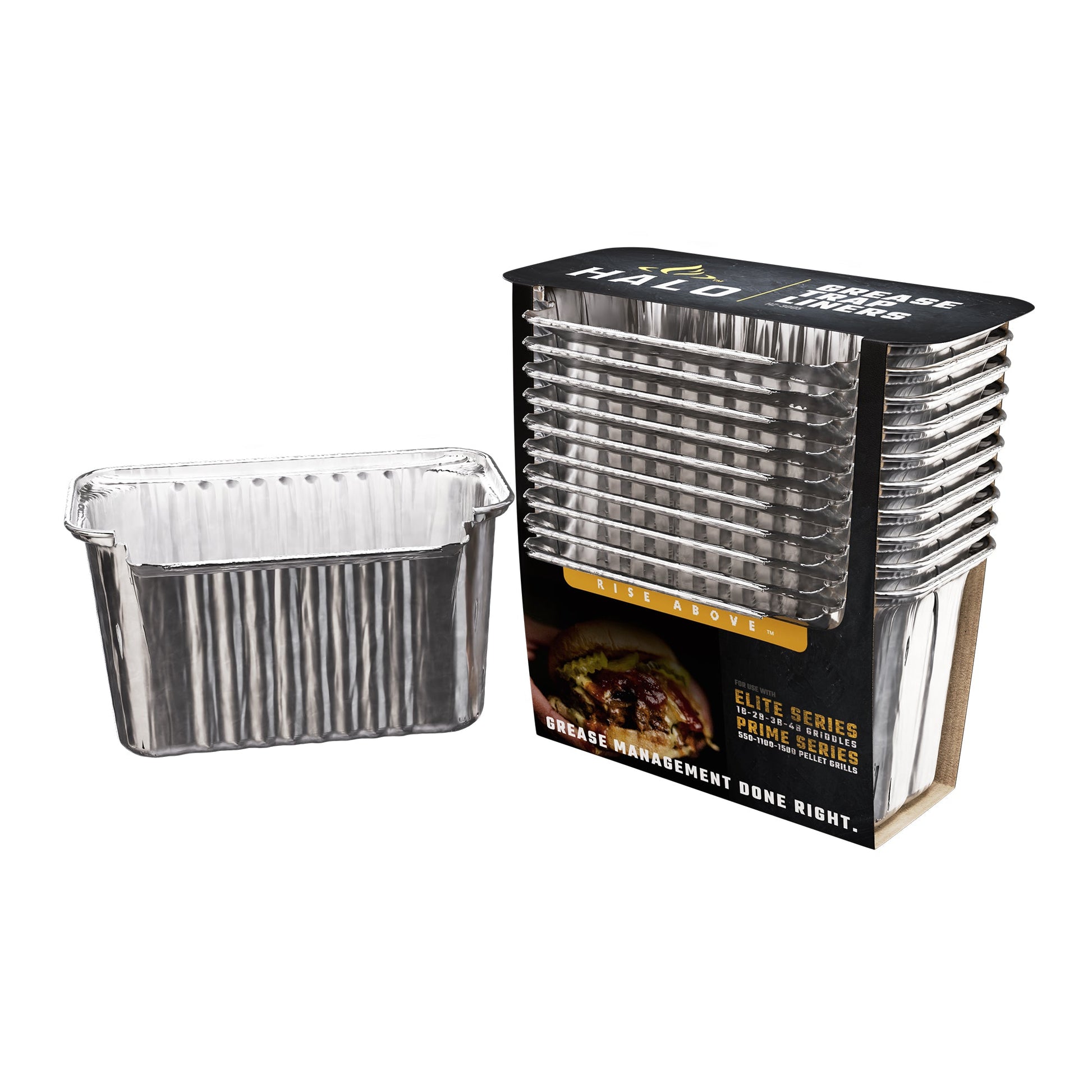  Halo Grease Trap Foil Liners With Lids For Elite & Prime Series Griddles 10 Pack(Grease Bucket Foil Liners)
