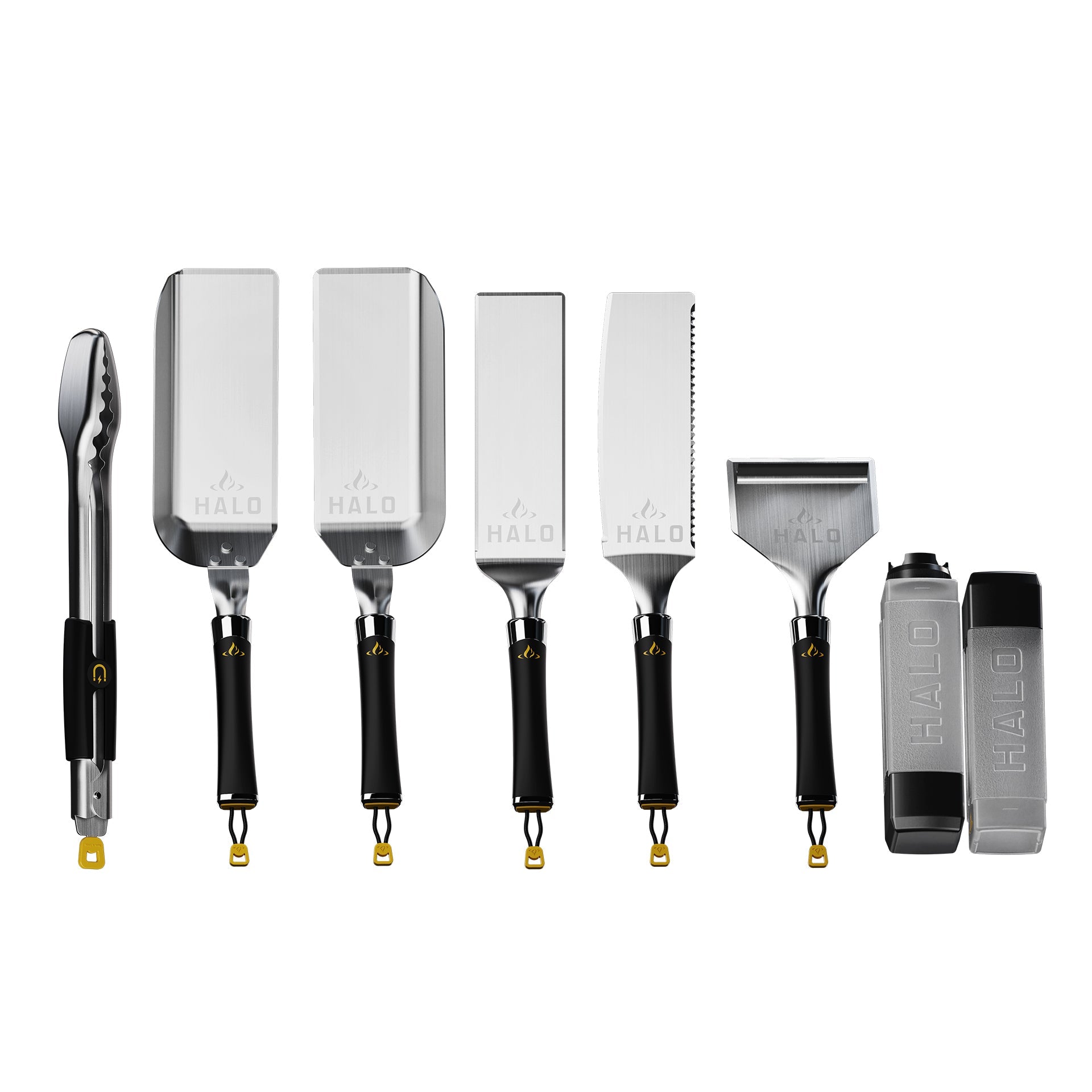  Halo Elite Griddle 8-Piece Magnetic Kit Stainless Steel Tools & Squeeze Bottles(Deluxe Elite Griddle Kit)