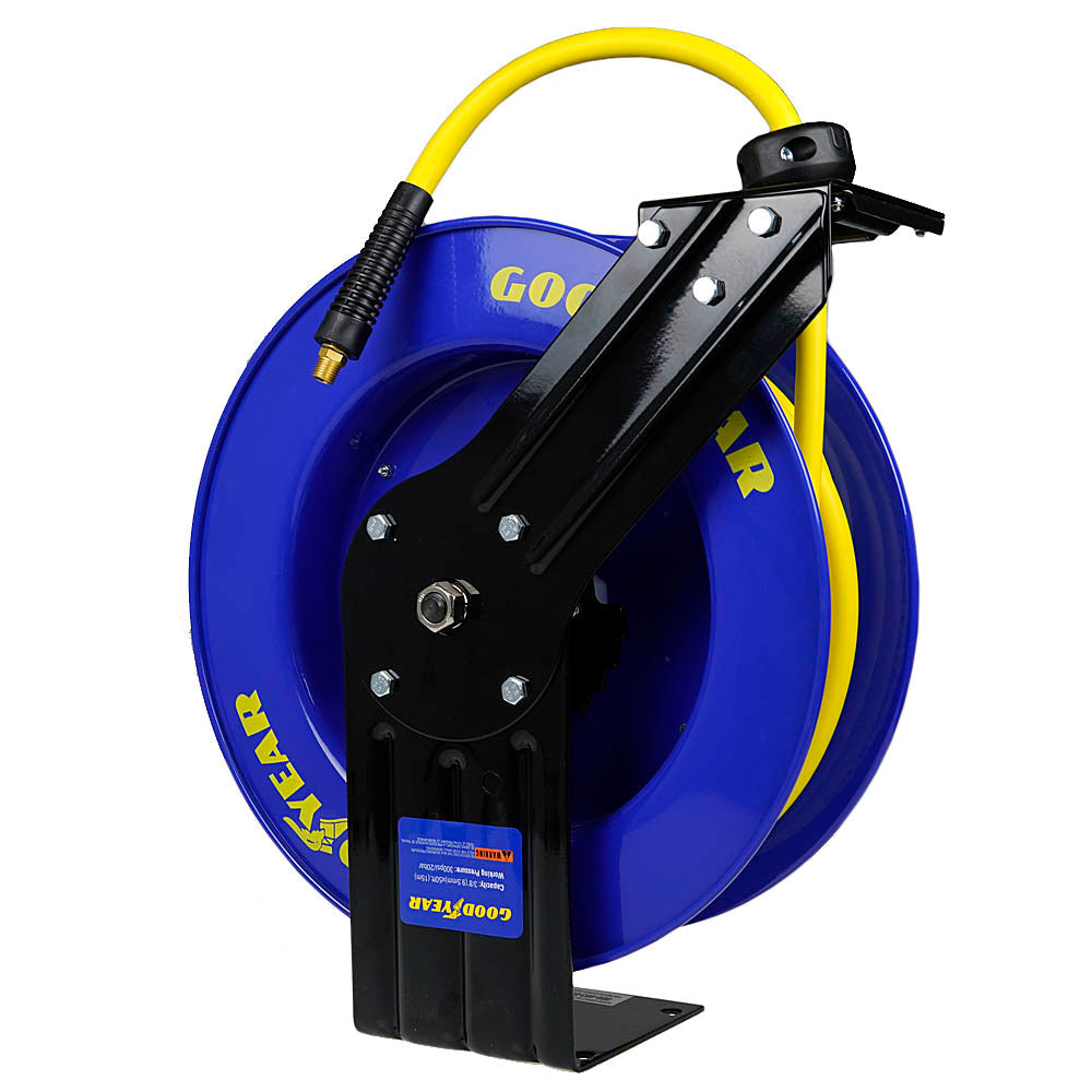  ﻿﻿Goodyear 3/8" X 50' Retractable Steel Reel Rubber Air Hose 1/4" NPT Heavy Duty(Goodyear 3 8 X 50 Retractable Steel Reel Rubber Air Hose 1 4 Npt Heavy Duty)