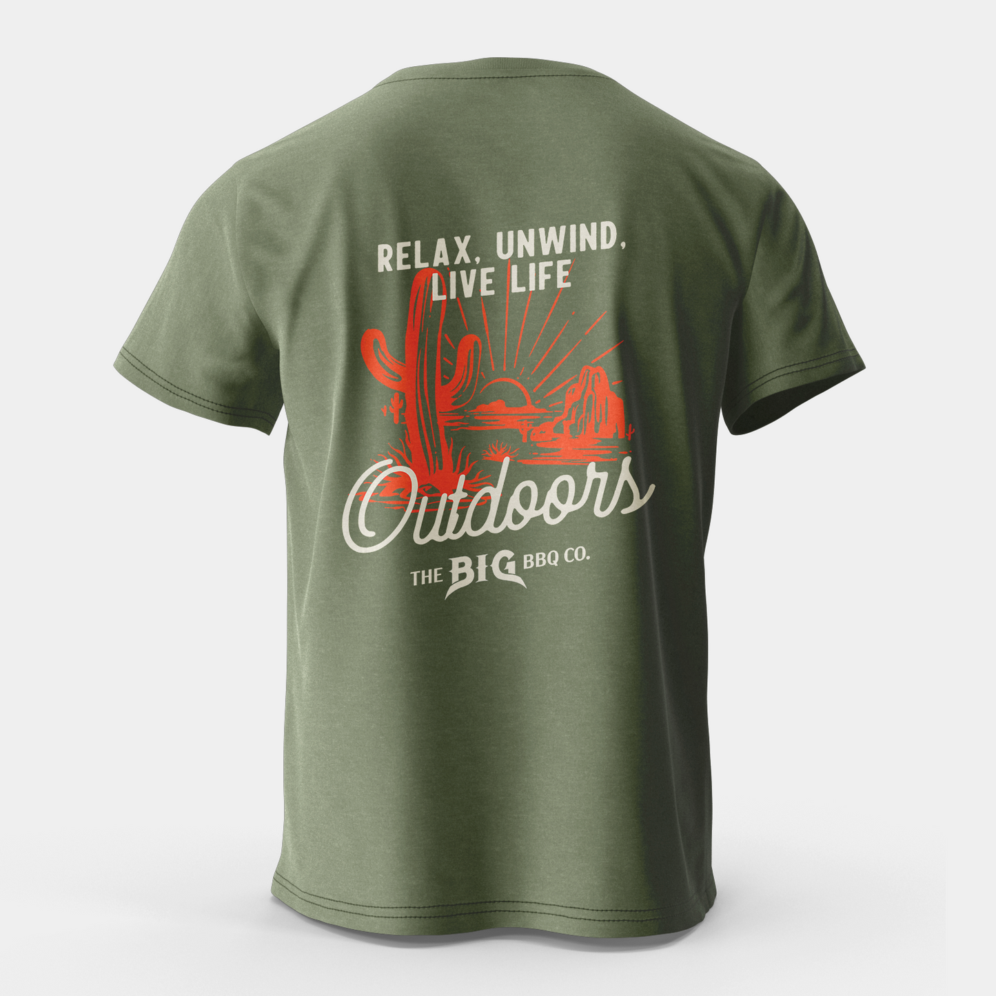  Big BBQ Company Relax, Unwind, Live Life Outdoors T Shirt(Big Bbq Company Relax Unwind Live Life Outdoors T Shirt)