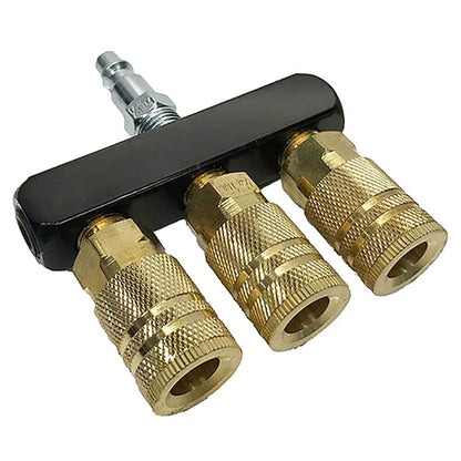  Rolair 1/4" NPT 3-Way Bar Air Manifold With 3 Couplers And Plug M-BAR3CP-14-1C(Rolair Bar Style Triple Outlet)