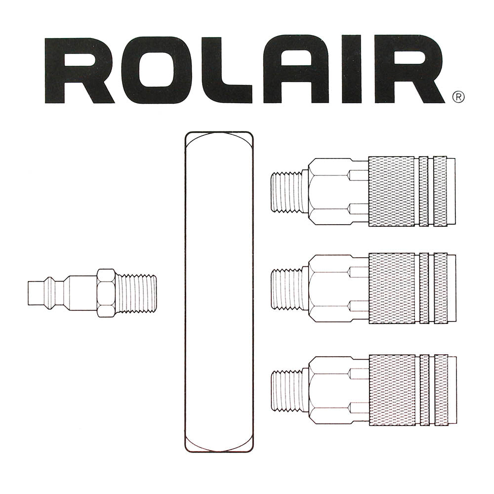  Rolair 1/4" NPT 3-Way Bar Air Manifold With 3 Couplers And Plug M-BAR3CP-14-1C(Rolair Bar Style Triple Outlet)