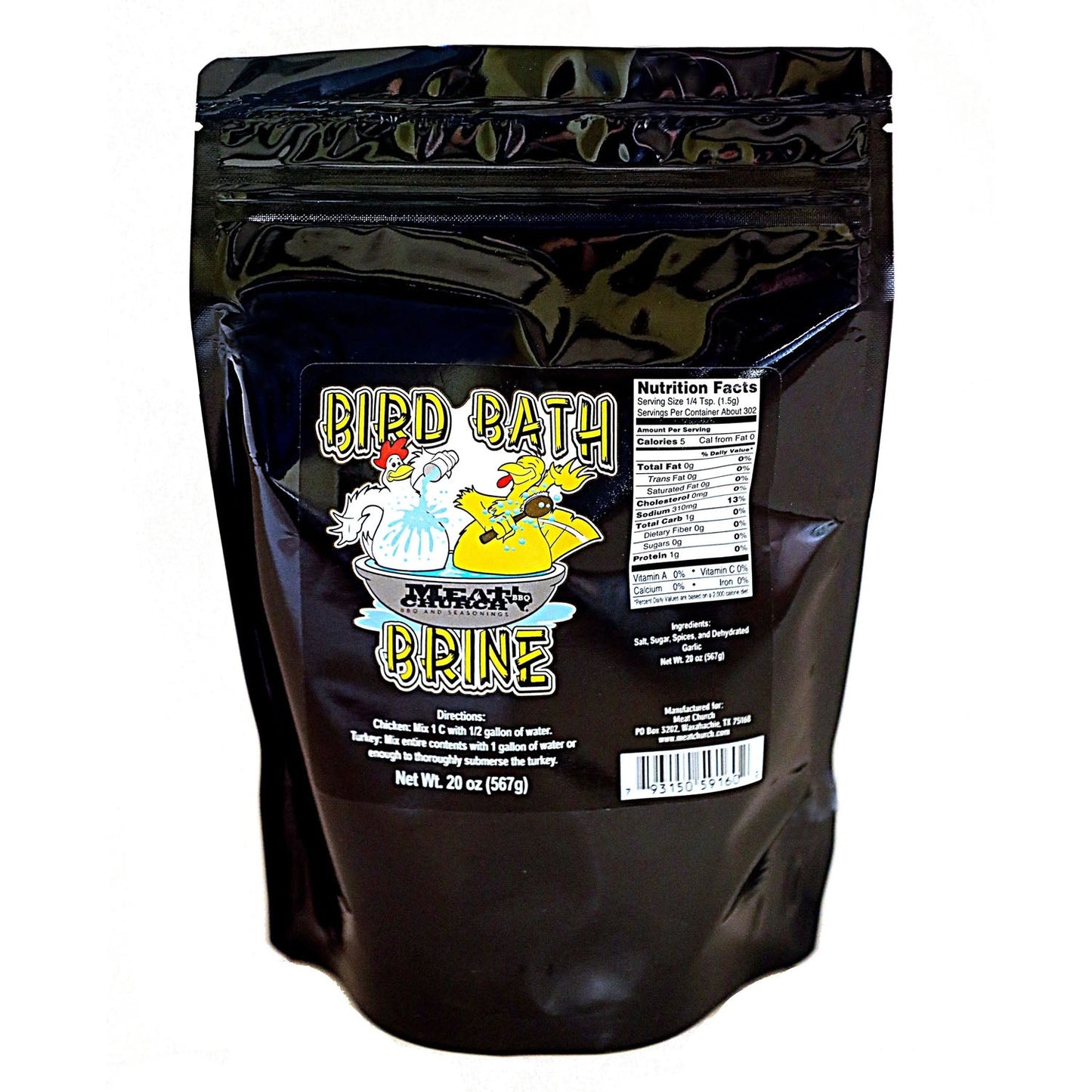  Meat Church Bird Bath Poultry Brine Chicken Turkey 20 Oz 1.25 Lb Resealable Bag(Meat Church Bird Bath Brine 20 Oz)