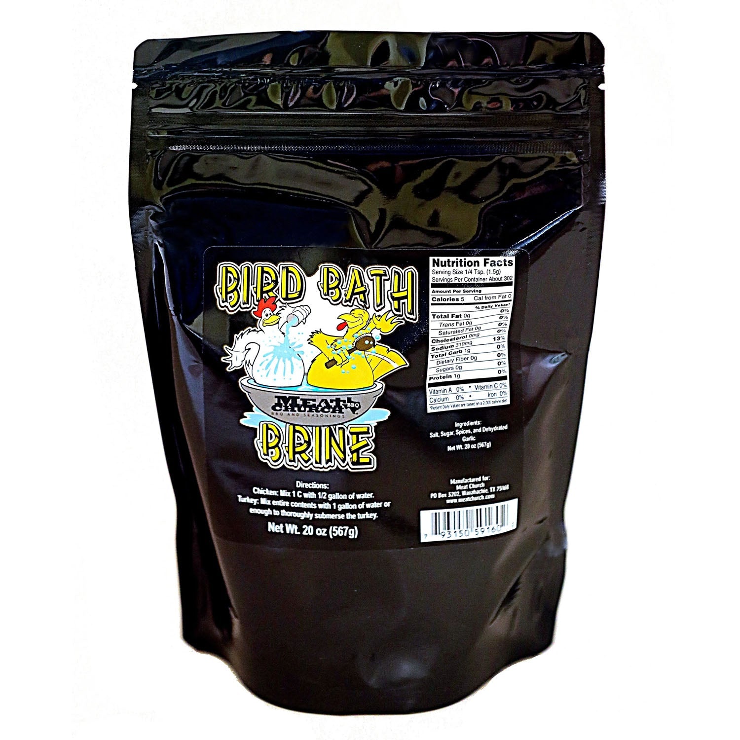  Meat Church Bird Bath Poultry Brine Chicken Turkey 20 Oz 1.25 Lb Resealable Bag(Meat Church Bird Bath Brine 20 Oz)