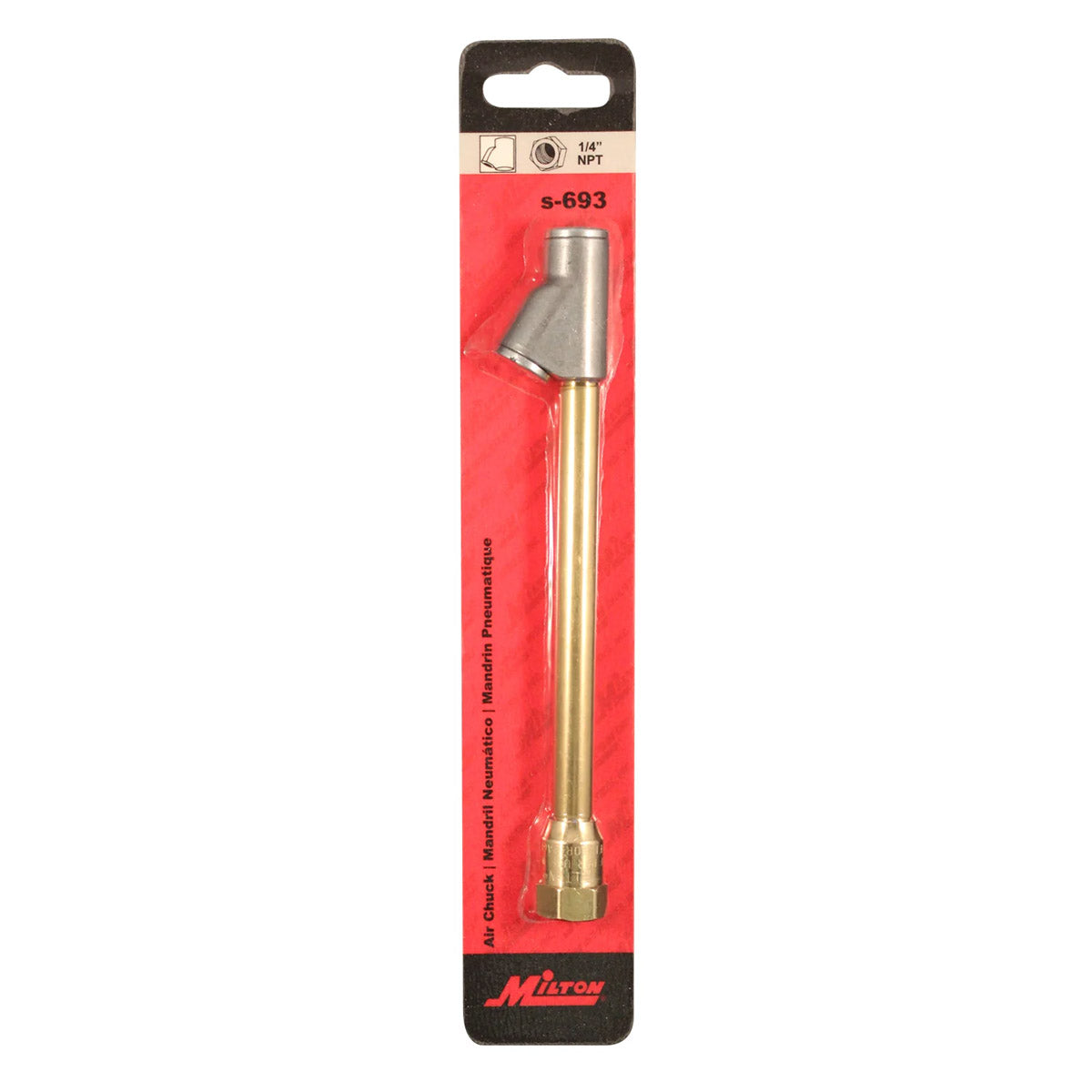  Milton S-693 Dual Head Straight Foot Air Chuck Tire Pressure Gauge 1/4" FNPT(Milton Dual Hd Str Foot Air Chuck Inner Duals)