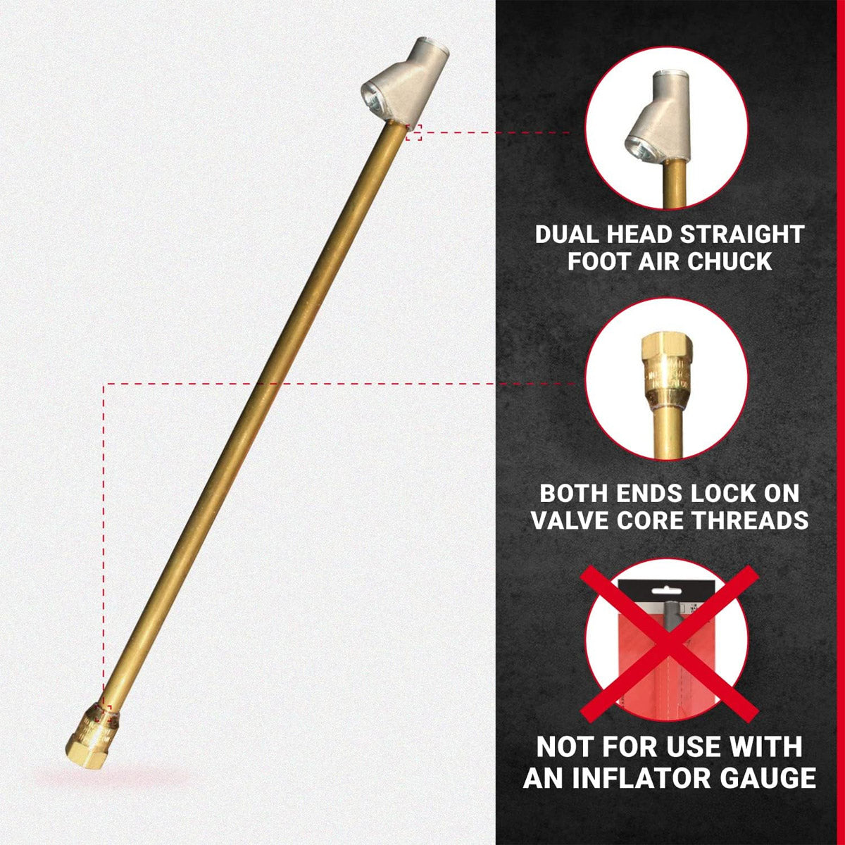  Milton S-693-12 Extended Reach Dual Head Air Chuck 1/4" FNPT 12" Long(Milton Dual Hd Str Ft Air Chuck 12 Overall Length)
