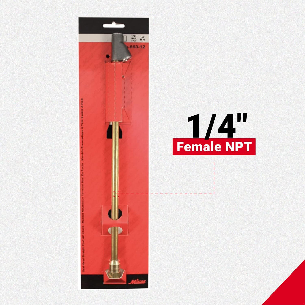  Milton S-693-12 Extended Reach Dual Head Air Chuck 1/4" FNPT 12" Long(Milton Dual Hd Str Ft Air Chuck 12 Overall Length)