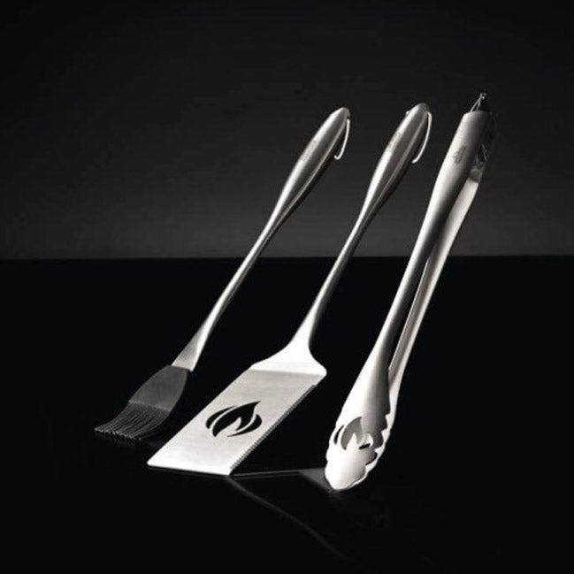 Napoleon 3 Piece Grill Tool Set Stainless Steel Curved Handles With Hanging Loop(Pro Stainless Steel 3 Piece Tool Set)