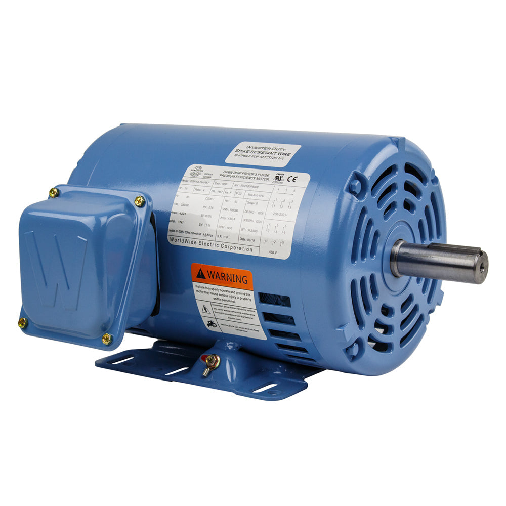  1.5 HP 3 Phase Electric Motor 1750 RPM 145T Frame 230/460V ODP(1 5 Hp 3 Phase Electric Motor 1800 Rpm 145t Frame Odp Open Drip Proof 230 460v)