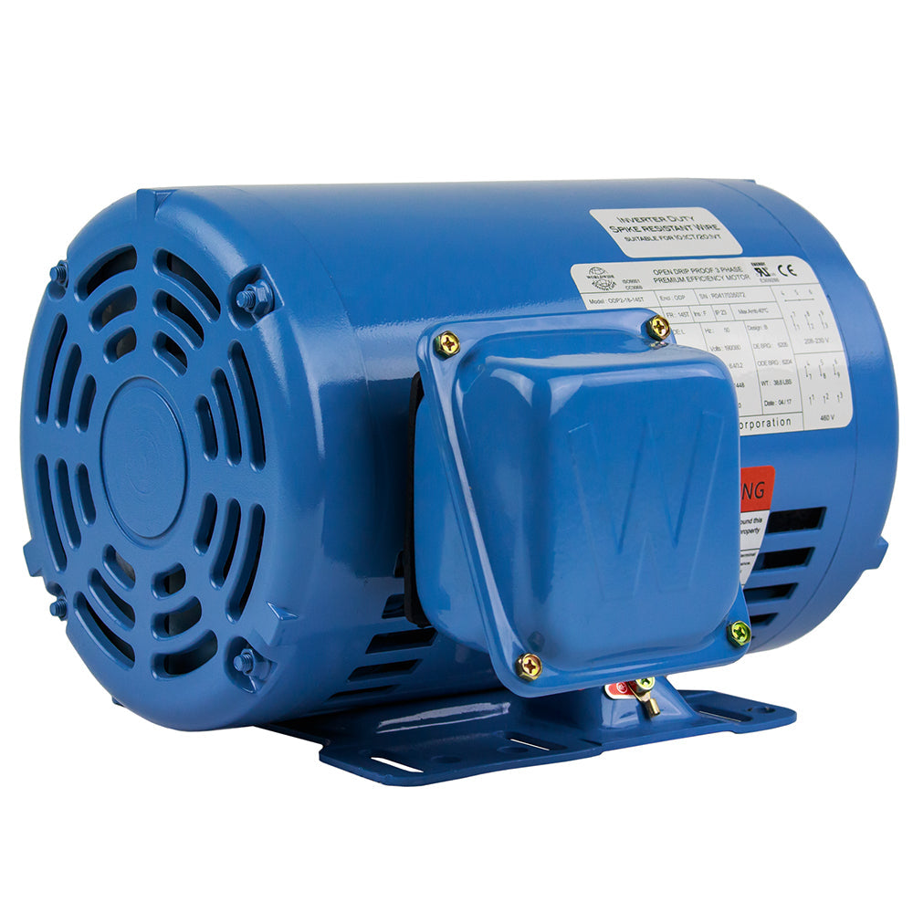  2 HP 3 Phase Electric Motor 1744 RPM 145T Frame 230/460V ODP(2 Hp 3 Phase Electric Motor 1800 Rpm 145t Frame Odp Enclosure 230 460v Open Drip)