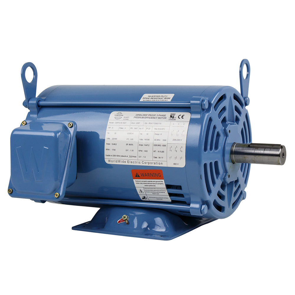  5 HP 3 Phase Electric Motor 1749 RPM 184T Frame 230/460V ODP(5 Hp 3 Phase Electric Motor 1800 Rpm 184t Frame Odp Open Drip Proof 230 460v)