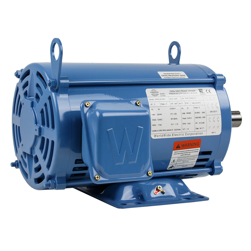  5 HP 3 Phase Electric Motor 1749 RPM 184T Frame 230/460V ODP(5 Hp 3 Phase Electric Motor 1800 Rpm 184t Frame Odp Open Drip Proof 230 460v)