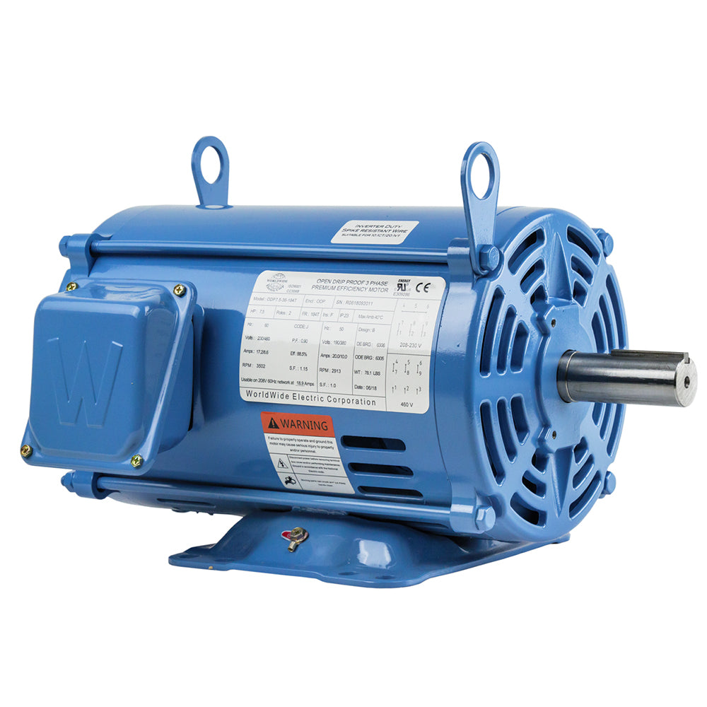  7.5 HP 3 Phase Electric Motor 3502 RPM 184T Frame 230/460V ODP(7 5 Hp 3 Phase Electric Motor 3500 Rpm 184t Frame Odp Open Drip Proof 230 460v)