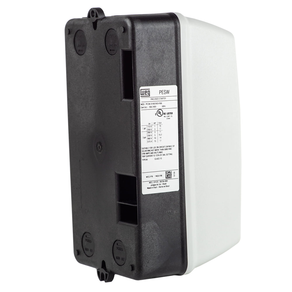  WEG 5 HP Three Phase Magnetic Starter Electric Motor Control NEMA4X 208-240 Volt(Weg 5 Hp Three Phase Magnetic Starter Electric Motor Control Nema4x 208 240 Volt)