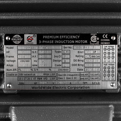  5 HP 3 Phase Electric Motor 1755 RPM 184TC Frame 230/460V TEFC C-Face(5 Hp 3 Phase Electric Motor C Face 1800 Rpm 184tc Tefc 230 460 Volt Severe Duty)