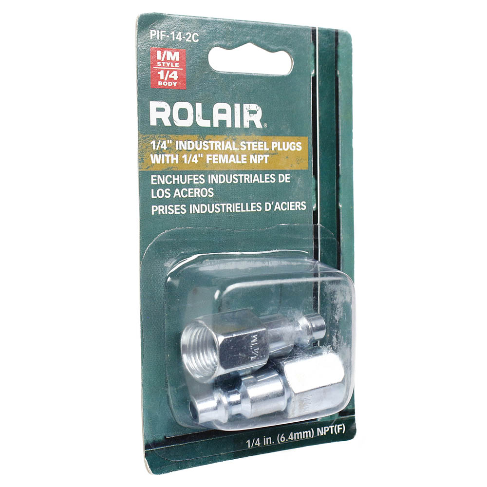  Rolair 1/4" Industrial I/M Steel Plugs With 1/4" Female NPT 2 Pack PIF-14-2C(Rolair Female 1 4 Industrial Plug Set)