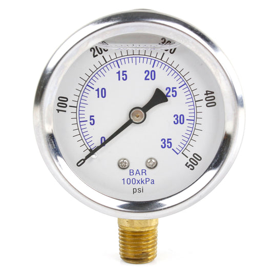  Quality Liquid Filled 2.5" 500 PSI Air Pressure Gauge Lower Side Mount(Quality Liquid Filled 2 5 500 Psi Air Pressure Gauge Lower Side Mount)
