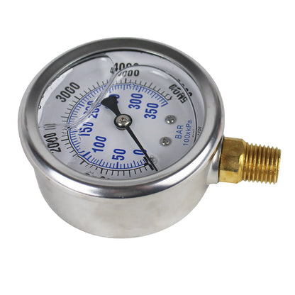  Liquid Filled 0-5,000 PSI Lower Side Mount Air Pressure Gauge With 2.5" Face(Liquid Filled 0 5 000 Psi Lower Side Mount Air Pressure Gauge With 2 5 Face)