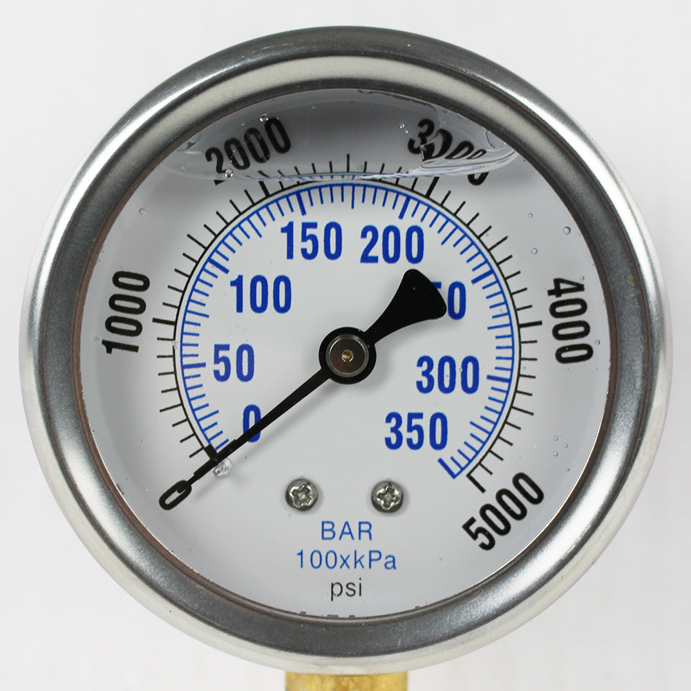  Liquid Filled 0-5,000 PSI Lower Side Mount Air Pressure Gauge With 2.5" Face(Liquid Filled 0 5 000 Psi Lower Side Mount Air Pressure Gauge With 2 5 Face)