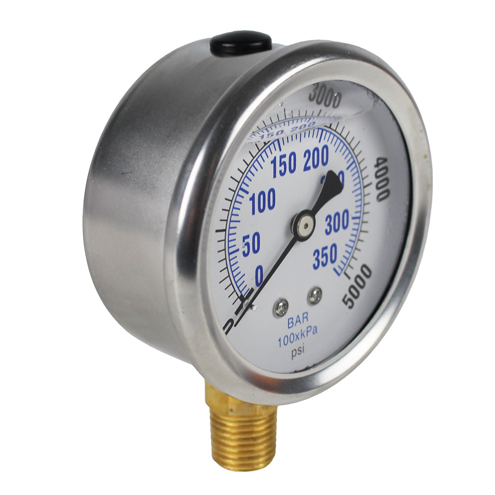  Liquid Filled 0-5,000 PSI Lower Side Mount Air Pressure Gauge With 2.5" Face(Liquid Filled 0 5 000 Psi Lower Side Mount Air Pressure Gauge With 2 5 Face)