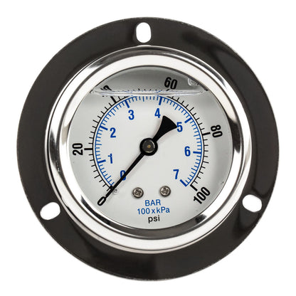  2.5" Liquid Filled Pressure Gauge 0-100 PSI 1/4" NPT CBM Panel Flush Mount 204L-254E(2 5 Liquid Filled Pressure Gauge 0 100 Psi 1 4 Npt Cbm Panel Flush Mount 204l 254e)