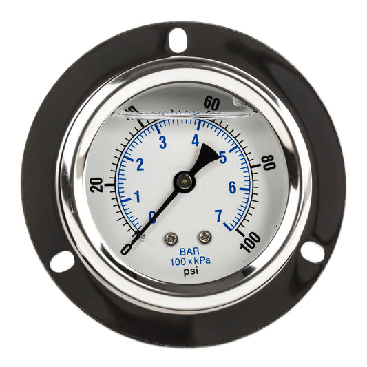  2.5" Liquid Filled Pressure Gauge 0-100 PSI 1/4" NPT CBM Panel Flush Mount 204L-254E(2 5 Liquid Filled Pressure Gauge 0 100 Psi 1 4 Npt Cbm Panel Flush Mount 204l 254e)