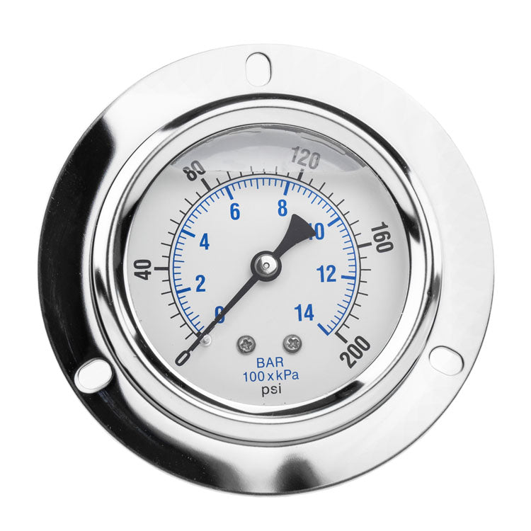  2.5" Liquid Filled Pressure Gauge 0-200 PSI 1/4" NPT CBM Panel Flush Mount 204L-254G(2 5 Liquid Filled Pressure Gauge 0 200 Psi 1 4 Npt Cbm Panel Flush Mount 204l 254g)
