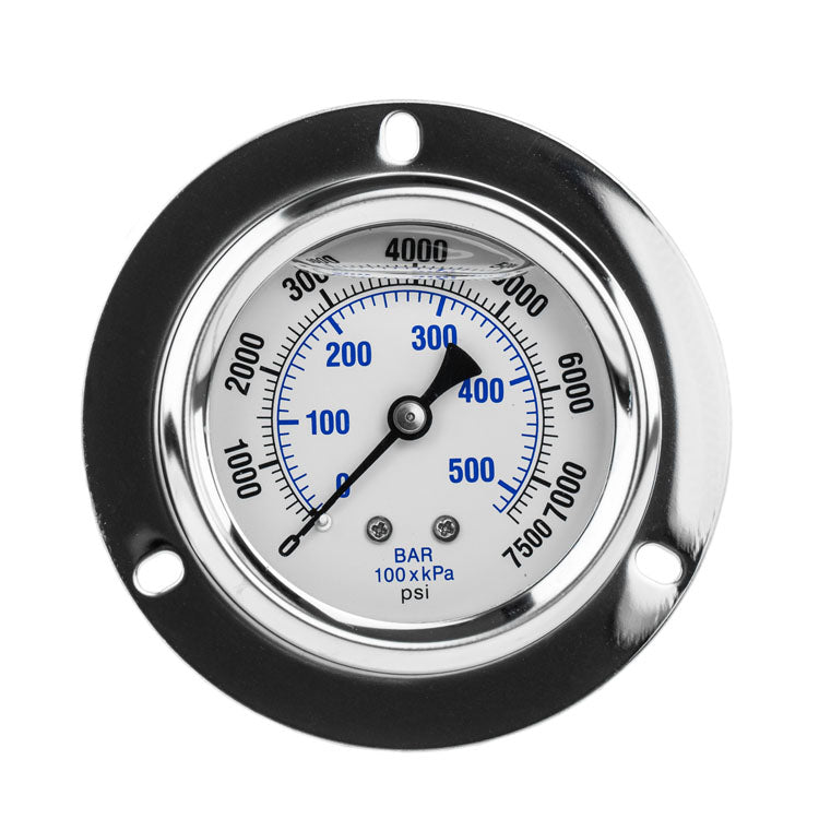  2.5" Liquid Filled Pressure Gauge 0-7,500 PSI 1/4" NPT CBM Panel Flush Mount 204L-254T(2 5 Liquid Filled Pressure Gauge 0 7 500 Psi 1 4 Npt Cbm Panel Flush Mount 204l 254t)