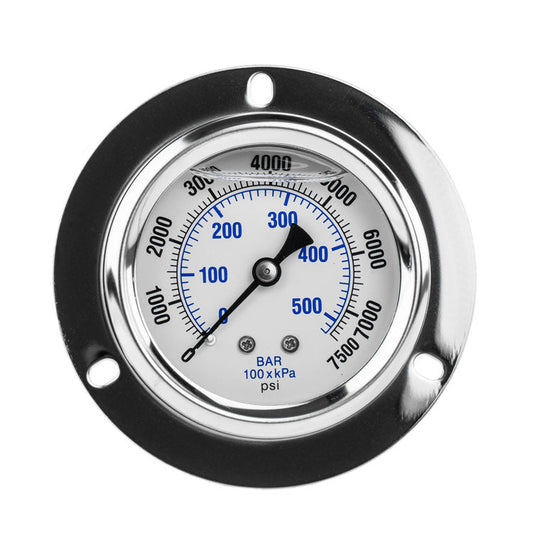  2.5" Liquid Filled Pressure Gauge 0-7,500 PSI 1/4" NPT CBM Panel Flush Mount 204L-254T(2 5 Liquid Filled Pressure Gauge 0 7 500 Psi 1 4 Npt Cbm Panel Flush Mount 204l 254t)