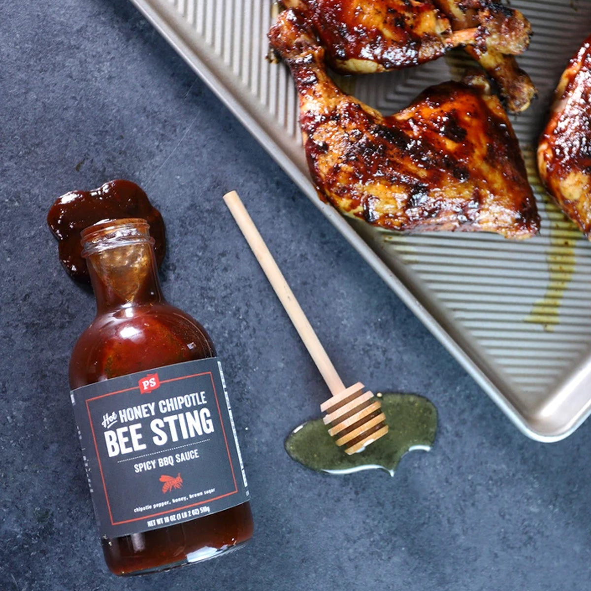  PS Seasoning Bee Sting Hot Honey Chipotle Brown Sugar BBQ Sauce 18 Oz Bottle(Ps Seasoning Bee Sting Honey Chipotle Bbq Sauce)