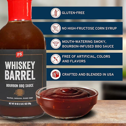  PS Seasoning Bourbon Whiskey Barrel Bourbon BBQ Sauce 18 Oz Bottle Sweet Smokey 32-4323(Ps Seasoning Bourbon Barrel Whiskey Bbq Sauce)