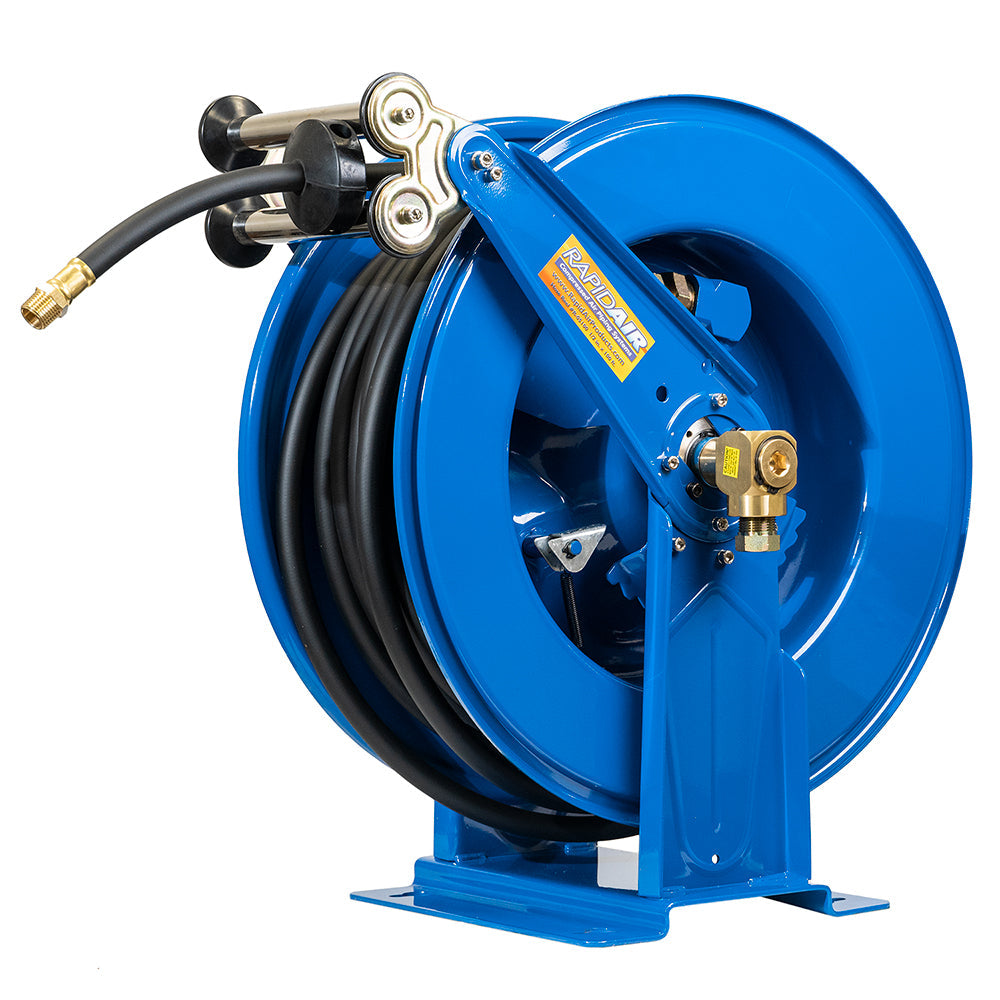  Rapidair 1/2" X 100' Dual Arm Steel Hose Reel 1/2" Inlet And Outlet R-05100(Rapidair 1 2 X 100 Ft Hose Reel 1 2 Inlet X 1 2 Npt Outlet Blue Dual Arm Metal R 05100)