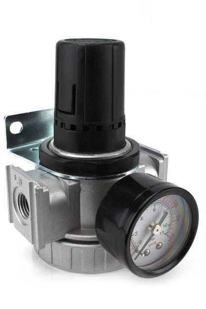  1/4" Heavy Duty Air Compressor Pressure Regulator With Gauge And Wall Mounting Bracket R802(1 4 Heavy Duty Air Compressor Pressure Regulator With Gauge And Wall Mounting Bracket)