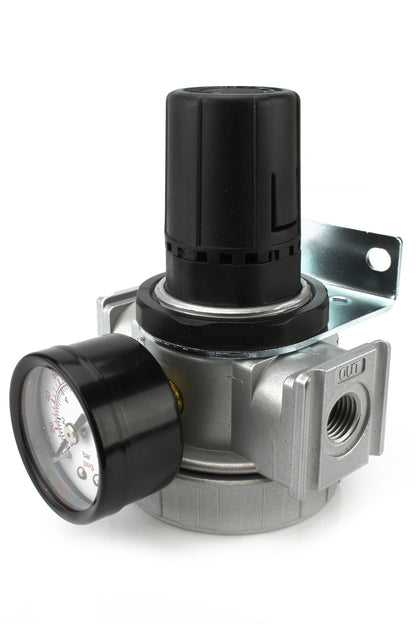  1/4" Heavy Duty Air Compressor Pressure Regulator With Gauge And Wall Mounting Bracket R802(1 4 Heavy Duty Air Compressor Pressure Regulator With Gauge And Wall Mounting Bracket)