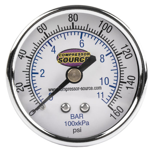  Quality 0-160 PSI Air Pressure Gauge 1/4" NPT Center Back Mount CBM 2" Face(Quality 0 160 Psi Air Pressure Gauge 1 4 Npt Center Back Mount Cbm 2 Face)